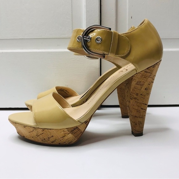 FRANCO SARTO Nude Cork Heels Size 9M - Picture 1 of 9